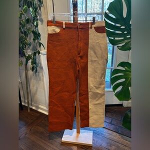 Two-Tone Waffle Knit Pants